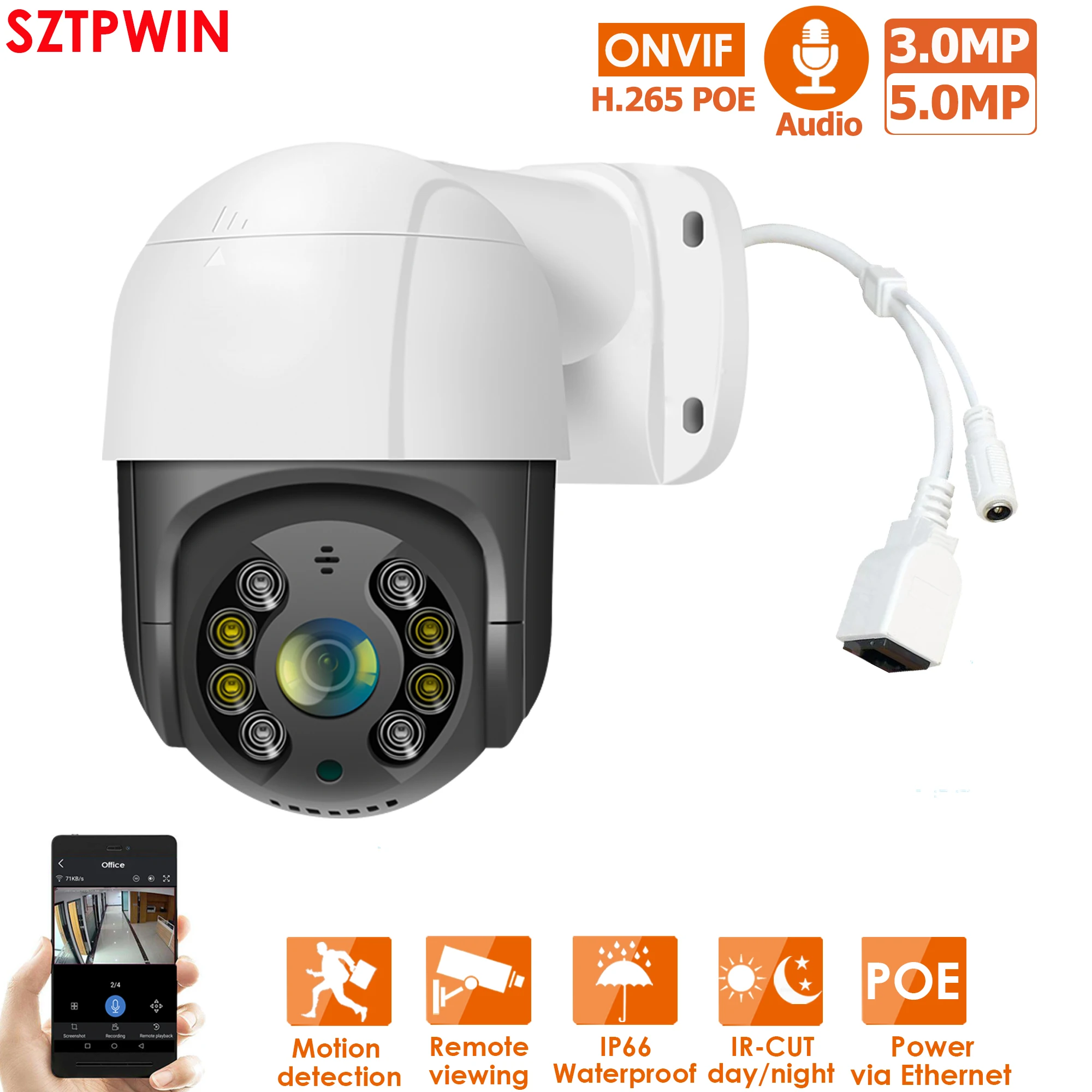 Система видеонаблюдения 3 Мп 2 5 дюйма POE PTZ | Безопасность и защита