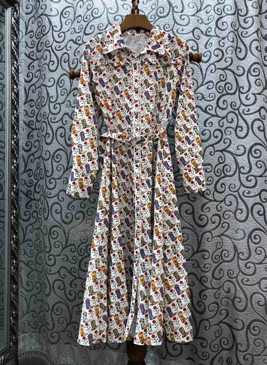 2019 Early Autumn New Female Turn-over Tie, Receive Waist Decorative Printed Long-sleeved Dress 727
2019 Early Autumn New Female Turn-over Tie, Receive Waist Decorative Printed Long-sleeved Dress 727