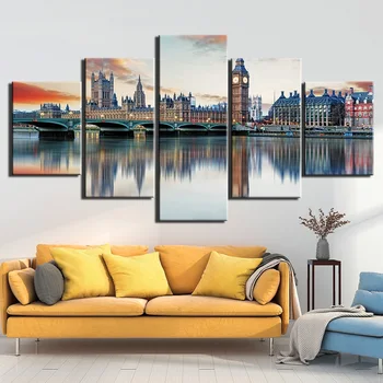 5 Panel Modern Printed Wall Art Frame Canvas Pictures London Bridge City View Painting Poster Home Decor For Living Room 
5 Panel Modern Printed Wall Art Frame Canvas Pictures London Bridge City View Painting Poster Home Decor For Living Room