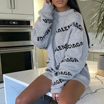 Fashion Letter Printed Sweater Long Round Neck Ladies Pullover Knitted Top Woman Sweaters Oversized Winter Clothes Women
Fashion Letter Printed Sweater Long Round Neck Ladies Pullover Knitted Top Woman Sweaters Oversized Winter Clothes Women