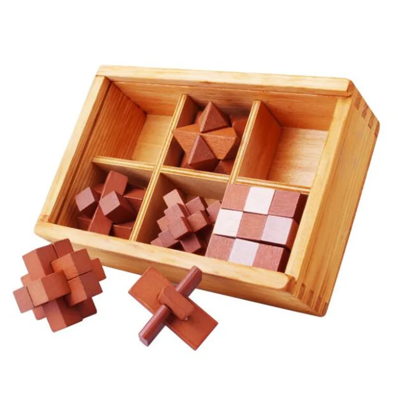 6PCS set Wooden Kong Ming Lock Game Toy For Children Adults Kids IQ Brain Teaser Interlocking Burr Puzzles present gift A007
6PCS set Wooden Kong Ming Lock Game Toy For Children Adults Kids IQ Brain Teaser Interlocking Burr Puzzles present gift A007