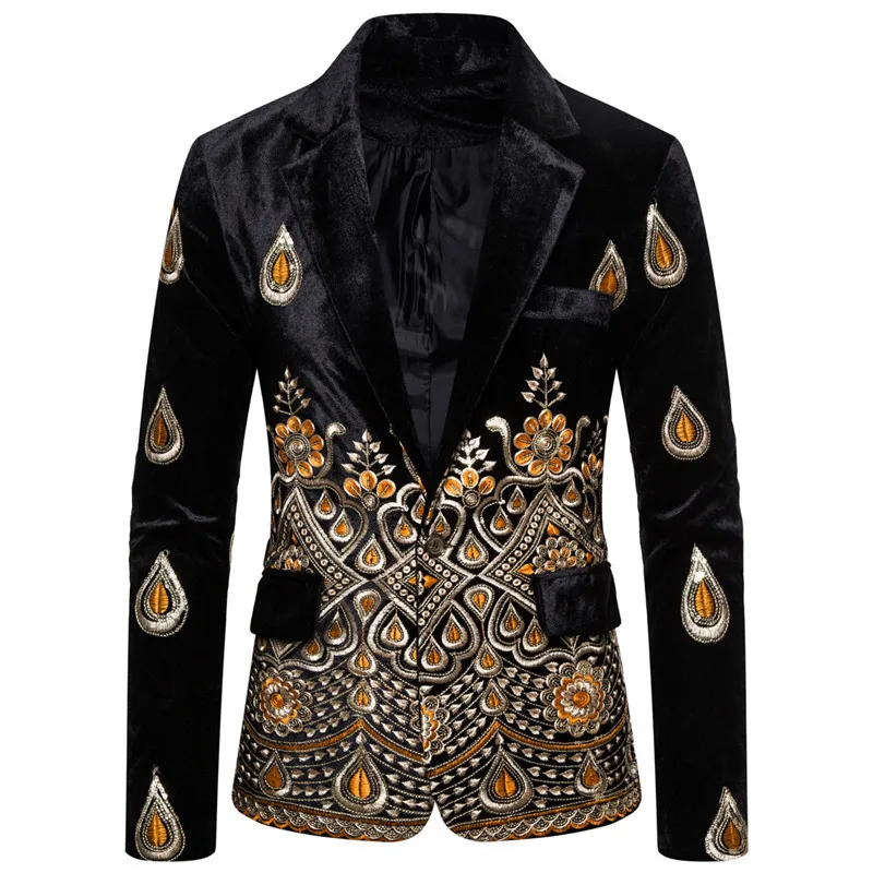 MEN'S Suit Fashion Casual Jag in the Midde of Back One-Button Men Gold Embroidery Suit Formal Dress Costume
MEN'S Suit Fashion Casual Jag in the Midde of Back One-Button Men Gold Embroidery Suit Formal Dress Costume