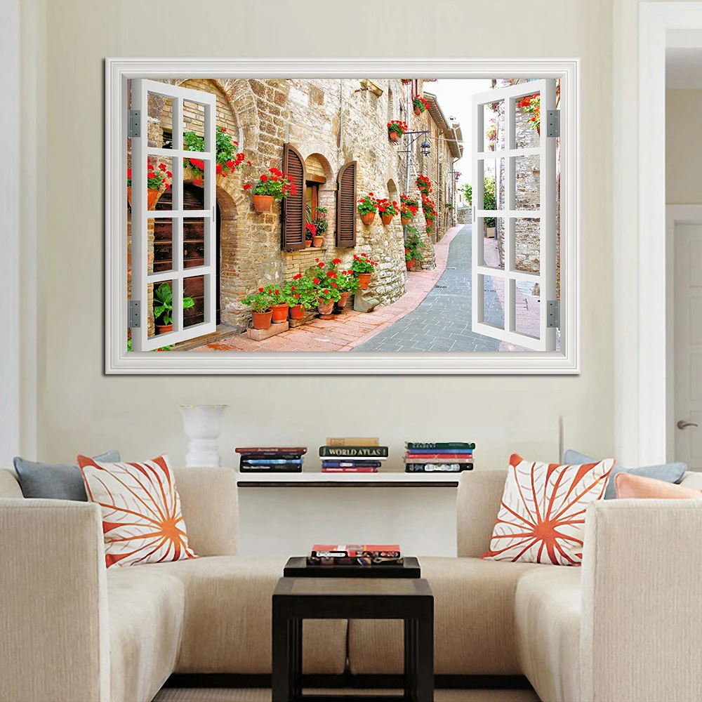 Modern wall art 3D Window View Wall Sticker European Town Street Sticker for Living Room Vinyl Wallpaper decor wall poster print
Modern wall art 3D Window View Wall Sticker European Town Street Sticker for Living Room Vinyl Wallpaper decor wall poster print