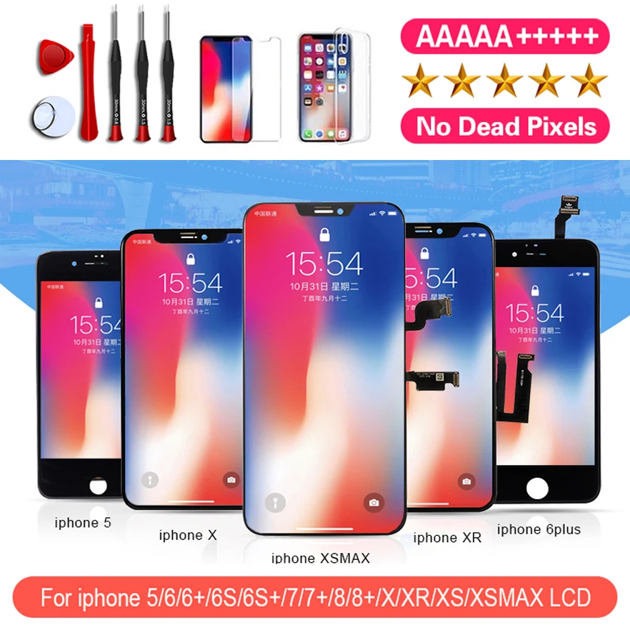 ЖК дисплей для iPhone 6 7 8 6S Plus XR XSMAX сменный сенсорный экран без битых пикселей