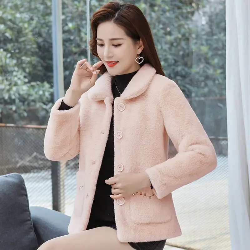 

Women Imitate Mink Fleece Overcoat Female Fall Winter Thicken The Fur Jacket Middle-aged Mother Woolen Coat Women Jackets