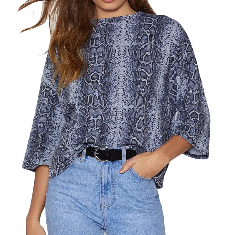 Women summer tee Serpentine Printing Leisure Round Neck Seven Points Sleeve Harajuku Top Mode Femme rz*
Women summer tee Serpentine Printing Leisure Round Neck Seven Points Sleeve Harajuku Top Mode Femme rz*