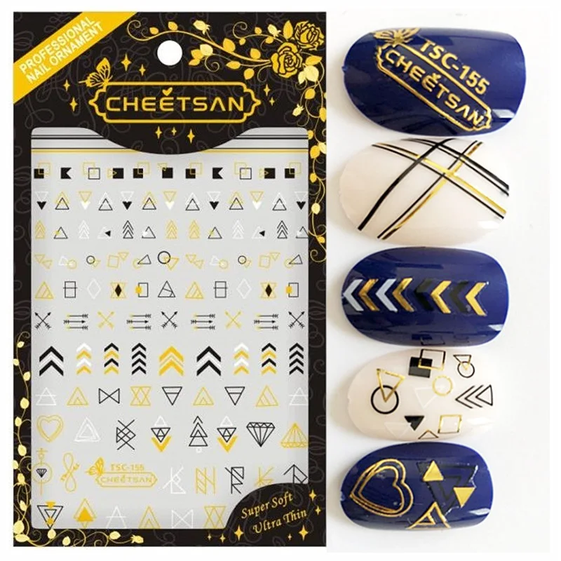 Newest TSC-155 3D nail sticker geometry pattern back glue decal DIY decorations for nail tips
Newest TSC-155 3D nail sticker geometry pattern back glue decal DIY decorations for nail tips