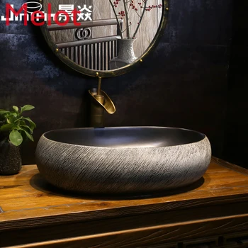 Retro Art Table Basin Large Size Oval Wash Basin Antique Ceramics Wash Basin Chinese Wash Basin 
Retro Art Table Basin Large Size Oval Wash Basin Antique Ceramics Wash Basin Chinese Wash Basin