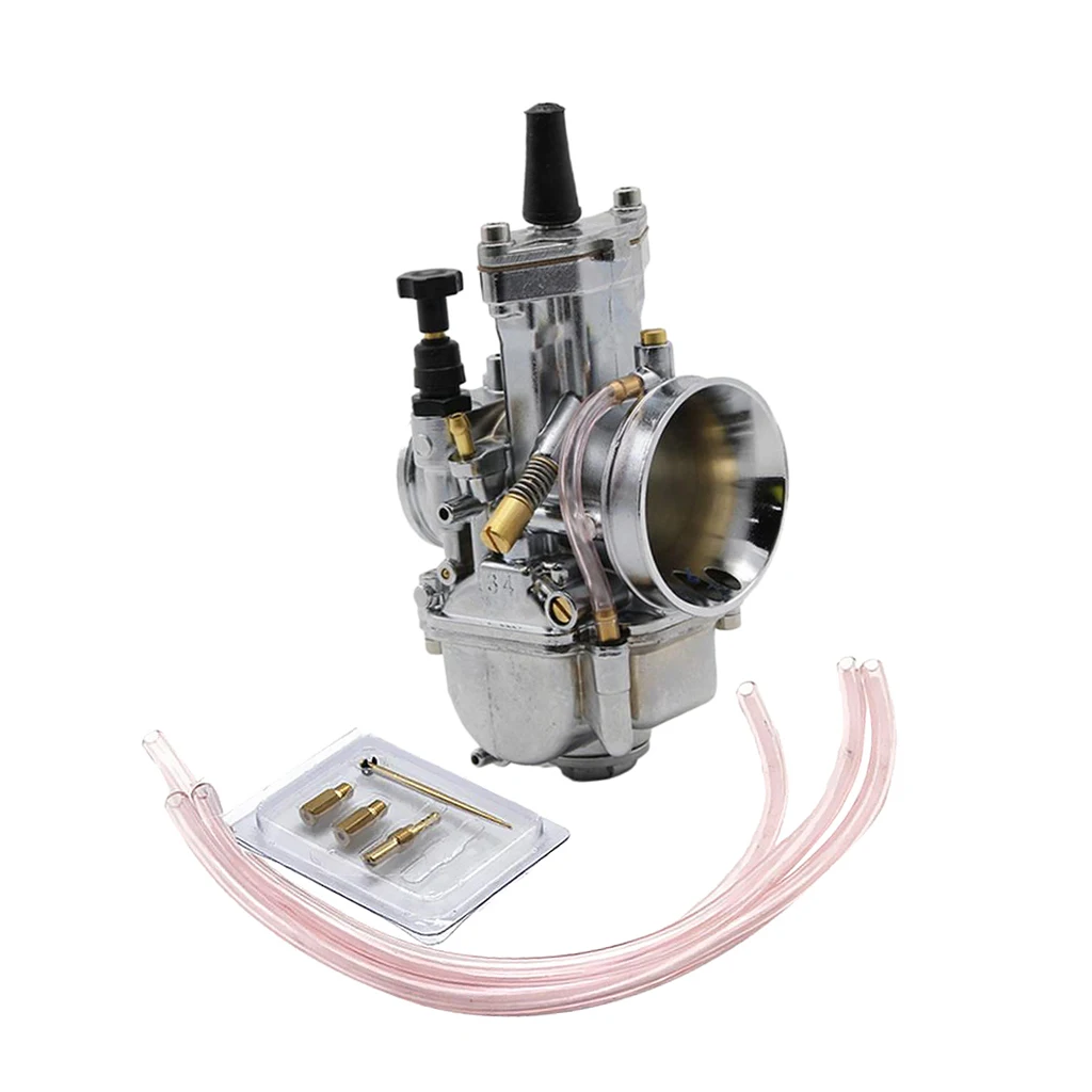 Motorcycle Carburetor 34mm Racing Flat Side for PWK Carb with Power Jet