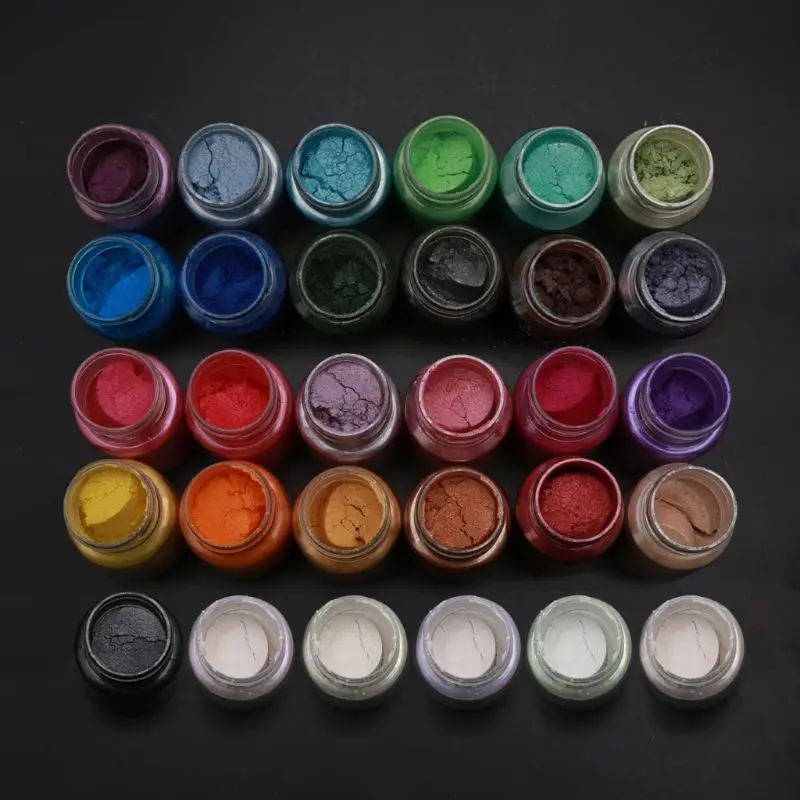 Description Picture 5 of item24 Colors Mica Pearl Powder Cosmetic Grade Resin Powdered Pigment Hand Soap Making Slime Resin Dye Candle Making 0.35oz