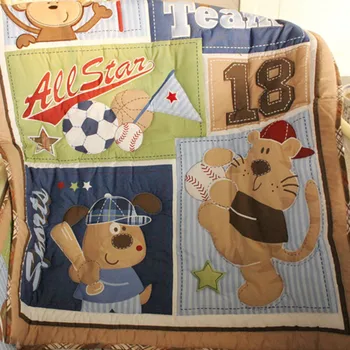 9Pcs Baby bedding set Embroidery bear baseball Crib bedding Cot bedding set Quilt Bumper Skirt Mattress Cover Urine bag blanket
9Pcs Baby bedding set Embroidery bear baseball Crib bedding Cot bedding set Quilt Bumper Skirt Mattress Cover Urine bag blanket