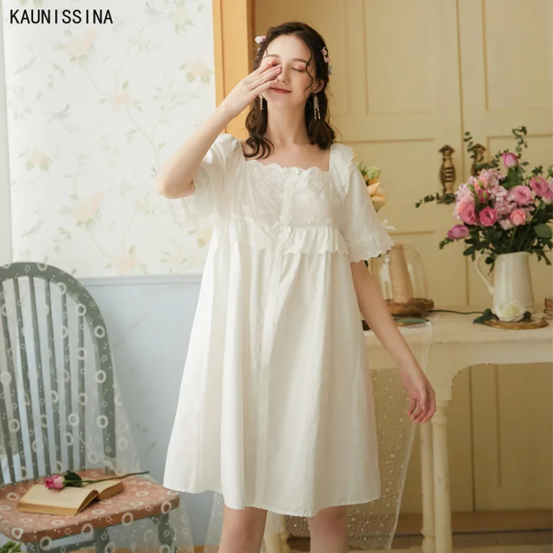 Women Summer Night Dress Short Sleeve Court Princess Cotton Nightdress Comfortable Sweet Loose White Nightgown Sleepwear
Women Summer Night Dress Short Sleeve Court Princess Cotton Nightdress Comfortable Sweet Loose White Nightgown Sleepwear