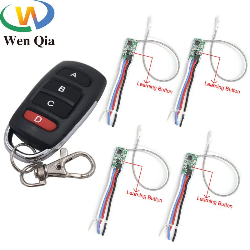 433mhz DC 3.6V 6V 12V 24V 1CH Relay Wireless RF Remote Control Switch Module With 4buttons Transmitter Power LED Lamp Light DIY
433mhz DC 3.6V 6V 12V 24V 1CH Relay Wireless RF Remote Control Switch Module With 4buttons Transmitter Power LED Lamp Light DIY
