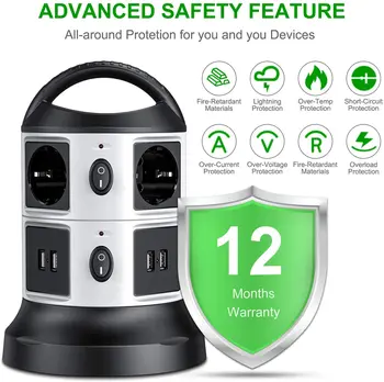 Power Plug Socket 4 USB EU Plug 6 Outlet Surge Protection Electric Plug 3M/9.84ft Extension Power Strip Tower For Home Office
Power Plug Socket 4 USB EU Plug 6 Outlet Surge Protection Electric Plug 3M/9.84ft Extension Power Strip Tower For Home Office