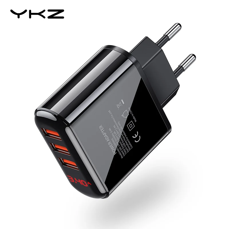 YKZ LED Display 3 Port USB Phone Charger EU Plug Total Max 3.4A Smart Fast Charger Mobile Wall Charger for iPhone iPad Samsung
YKZ LED Display 3 Port USB Phone Charger EU Plug Total Max 3.4A Smart Fast Charger Mobile Wall Charger for iPhone iPad Samsung