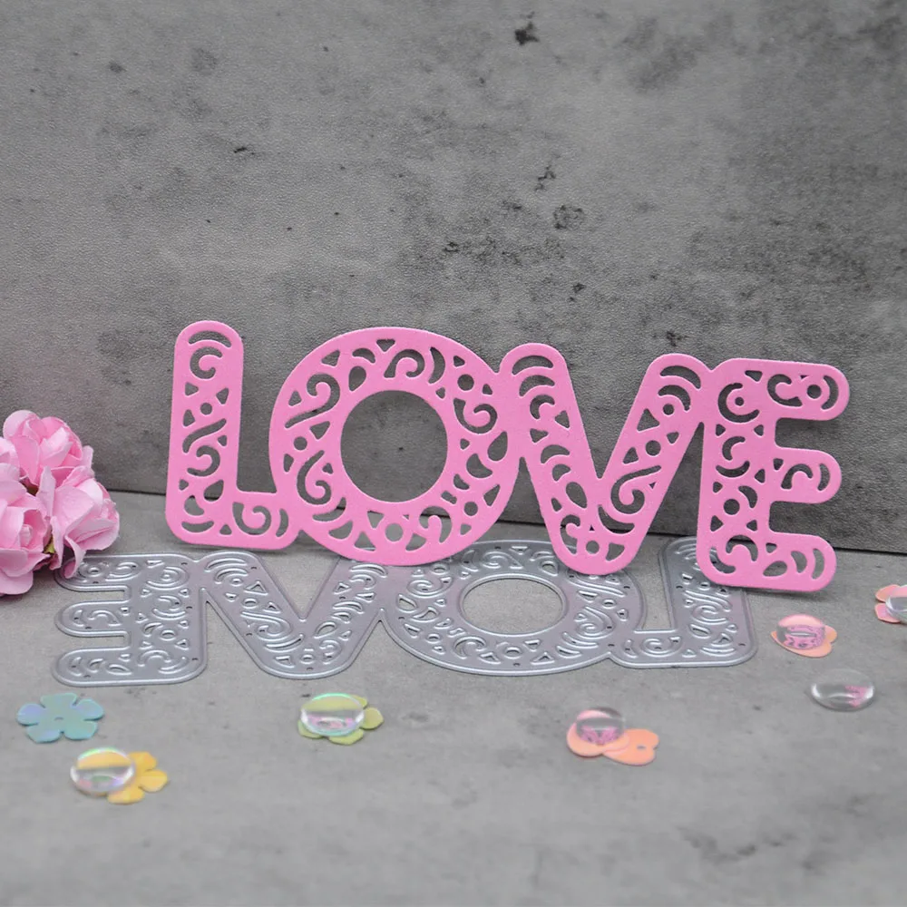 Flourish Love Word QITAI 1 шт. металлические резные штампы DIY Скрапбукинг декоративное