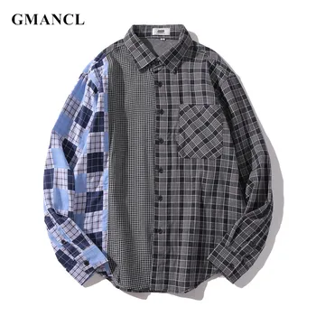 Korean Harajuku Men Oversized Hip Hop Plaid patchwork Long Sleeve shirts fashion Curved hem Streetwear man Shirts Dropshipping
Korean Harajuku Men Oversized Hip Hop Plaid patchwork Long Sleeve shirts fashion Curved hem Streetwear man Shirts Dropshipping