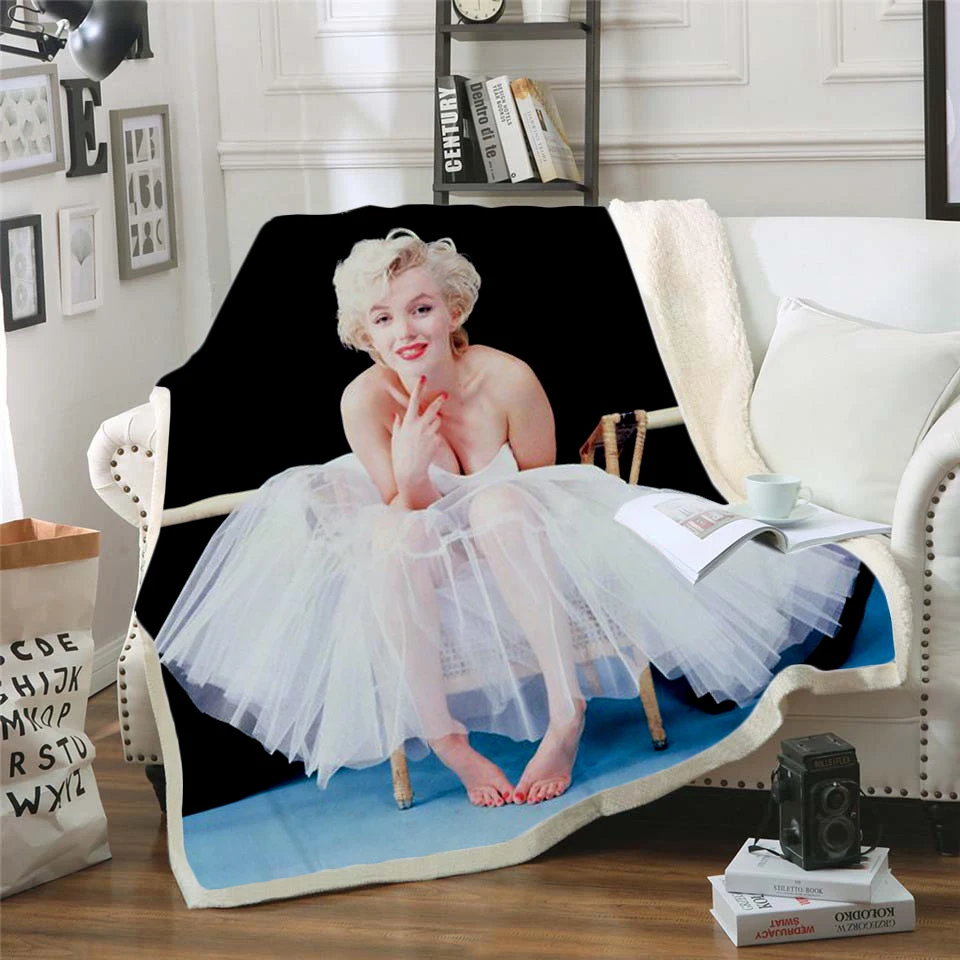 

Marilyn Monroe 3d printed fleece blanket for Beds Hiking Picnic Thick Quilt Fashionable Bedspread Sherpa Throw Blanket style-9