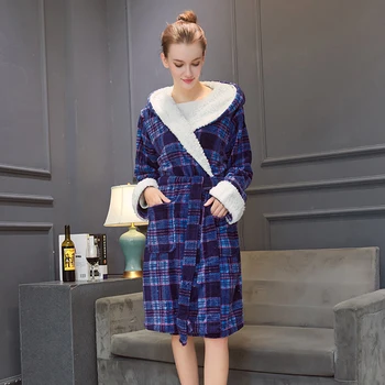 Winter Warm Flannel Bathrobe kimono Woman Cotton Long Sleeve lapel Plaid Pajamas Hooded Nightie Dressing gowns for women
Winter Warm Flannel Bathrobe kimono Woman Cotton Long Sleeve lapel Plaid Pajamas Hooded Nightie Dressing gowns for women