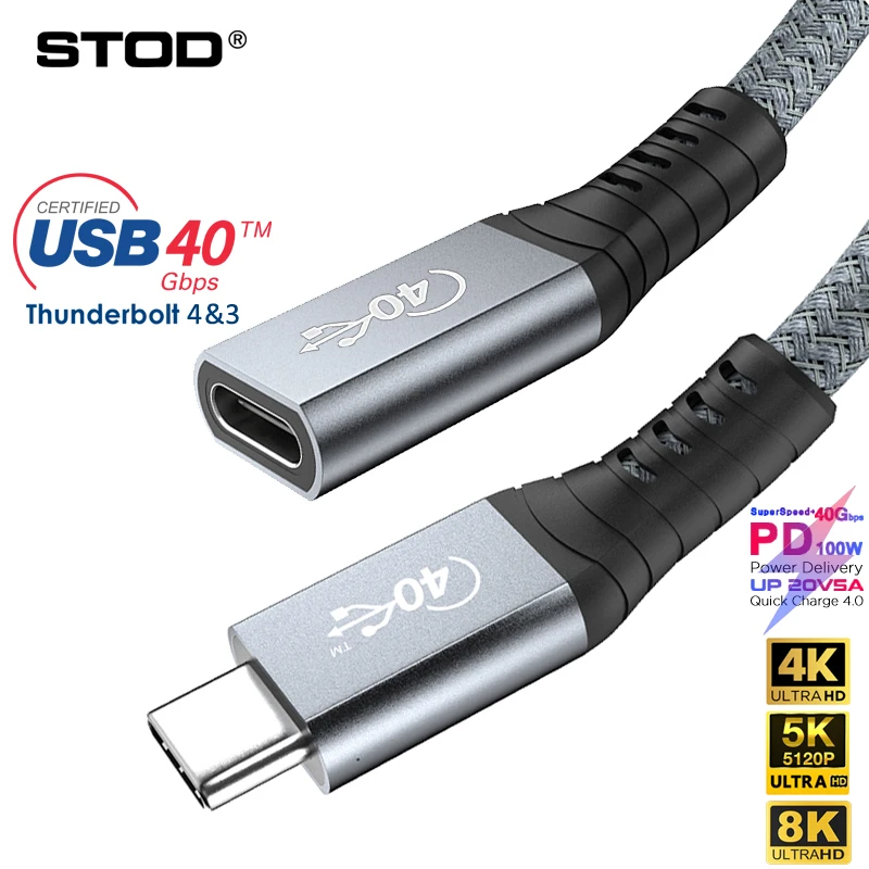 Thunderbolt 3 Extension Cable 4 Type C 40Gbps USB-C Male To Female Monitor DP Video Dock Station USB4 Extend Cord | Мобильные