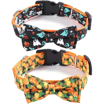 Halloween Dog Collar With Pumpkin Ghost Patterns Adjustable Detachable Bow Tie Collars for Small Medium and Large Dogs
Halloween Dog Collar With Pumpkin Ghost Patterns Adjustable Detachable Bow Tie Collars for Small Medium and Large Dogs