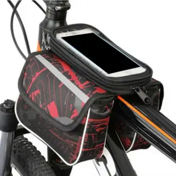자전거 가방 방수 MTB 튜브 프레임 가방 5.5 인치 터치 스크린 전화 홀더 Bicicleta Eletrica 안장 가방 자전거 액세서리