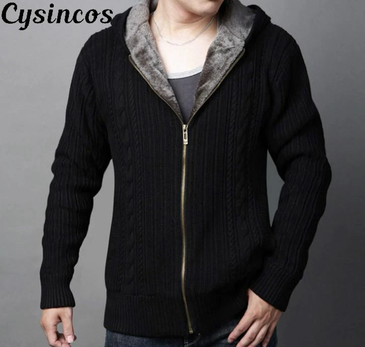 CYSINCOS New Mens Cardigan Thick Warm Wool Male Knitted Slim Fit Cashmere Fleece Sweater Autumn Winter Hooded Coat Zipper Top 
CYSINCOS New Mens Cardigan Thick Warm Wool Male Knitted Slim Fit Cashmere Fleece Sweater Autumn Winter Hooded Coat Zipper Top