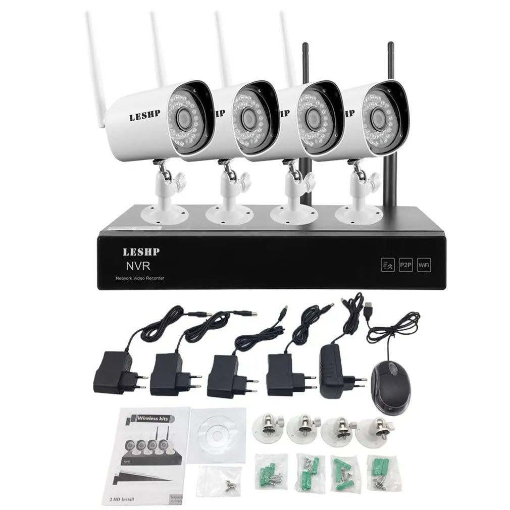 4CH WIFI NVR with 4 PCS WIFI IP Camera Surveillance System 1Mega for Outdoor Security Support Post Alarm Motion Detection
4CH WIFI NVR with 4 PCS WIFI IP Camera Surveillance System 1Mega for Outdoor Security Support Post Alarm Motion Detection