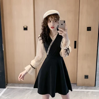 2019 New Autumn Women one-piece dress korean Mesh Patchwork Slim Long Sleeve Middle Waist Dresses Black 5709
2019 New Autumn Women one-piece dress korean Mesh Patchwork Slim Long Sleeve Middle Waist Dresses Black 5709