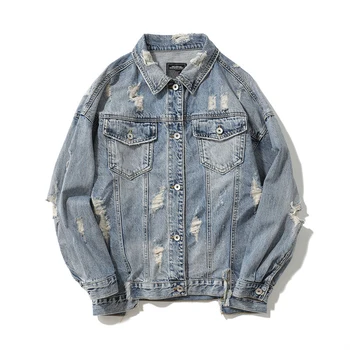 2018 Autumn and Winter Men Denim Jackets Europe High Street Washed Coats Graffiti Spliced Ripped Hole Male Outerwear Light Blue 
2018 Autumn and Winter Men Denim Jackets Europe High Street Washed Coats Graffiti Spliced Ripped Hole Male Outerwear Light Blue