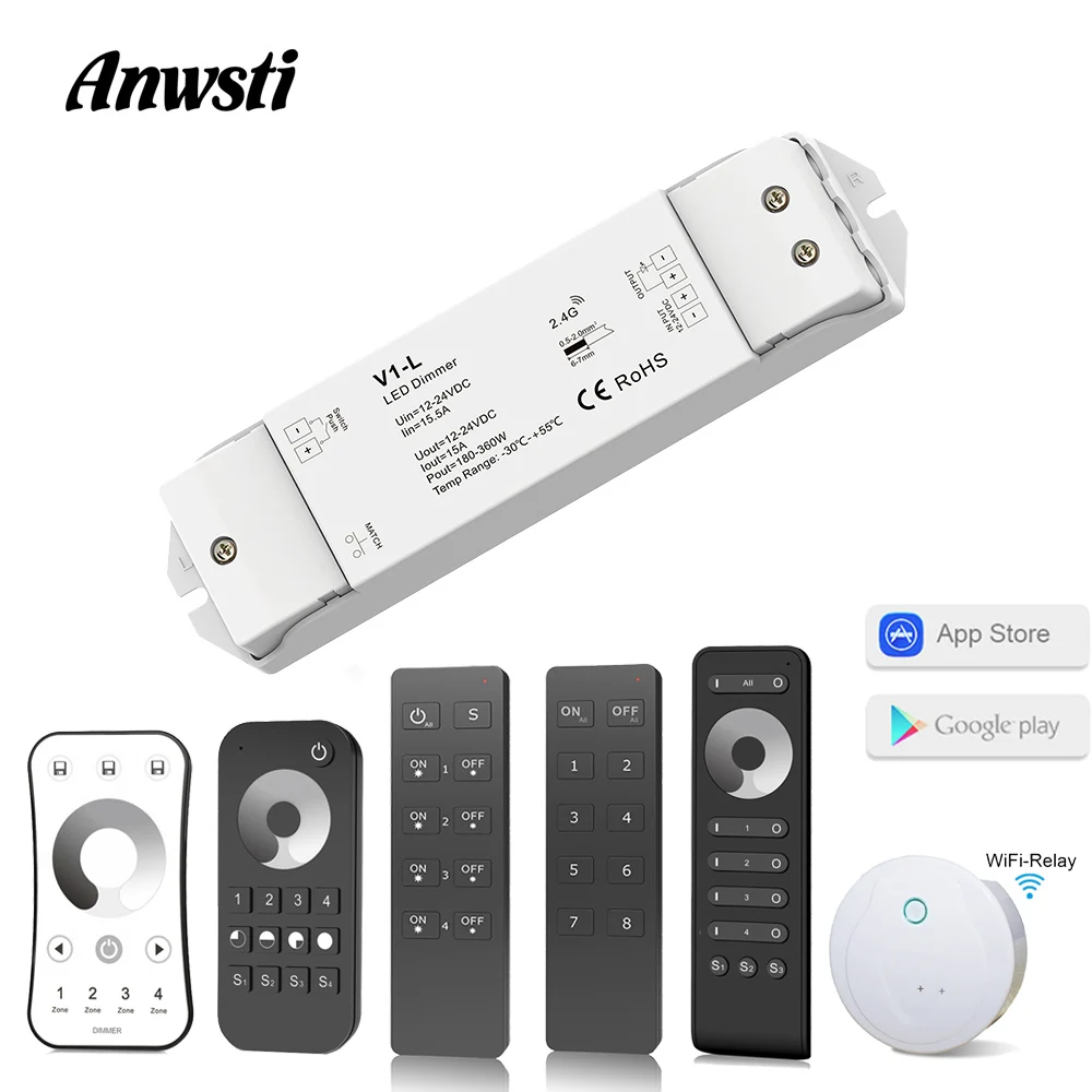 LED Dimmer Switch 12V 24V DC RF 2.4G Wireless Remote Control PWM Constant Voltage Smart Wifi Single Color LED Strip Dimmer V1-L
LED Dimmer Switch 12V 24V DC RF 2.4G Wireless Remote Control PWM Constant Voltage Smart Wifi Single Color LED Strip Dimmer V1-L