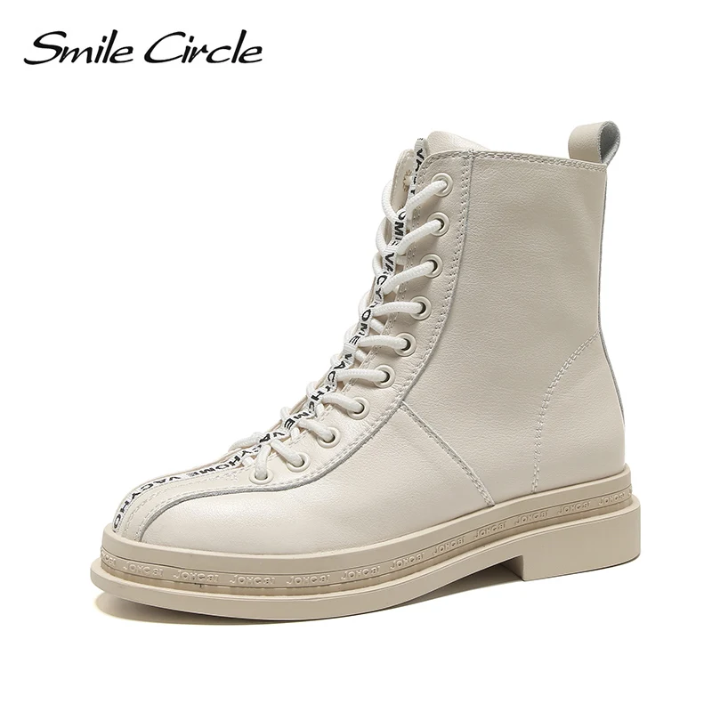 Smile Circle Ankle Boots Women flat Platform shoes Lace-up British style Women Casual Ladies Booties
Smile Circle Ankle Boots Women flat Platform shoes Lace-up British style Women Casual Ladies Booties