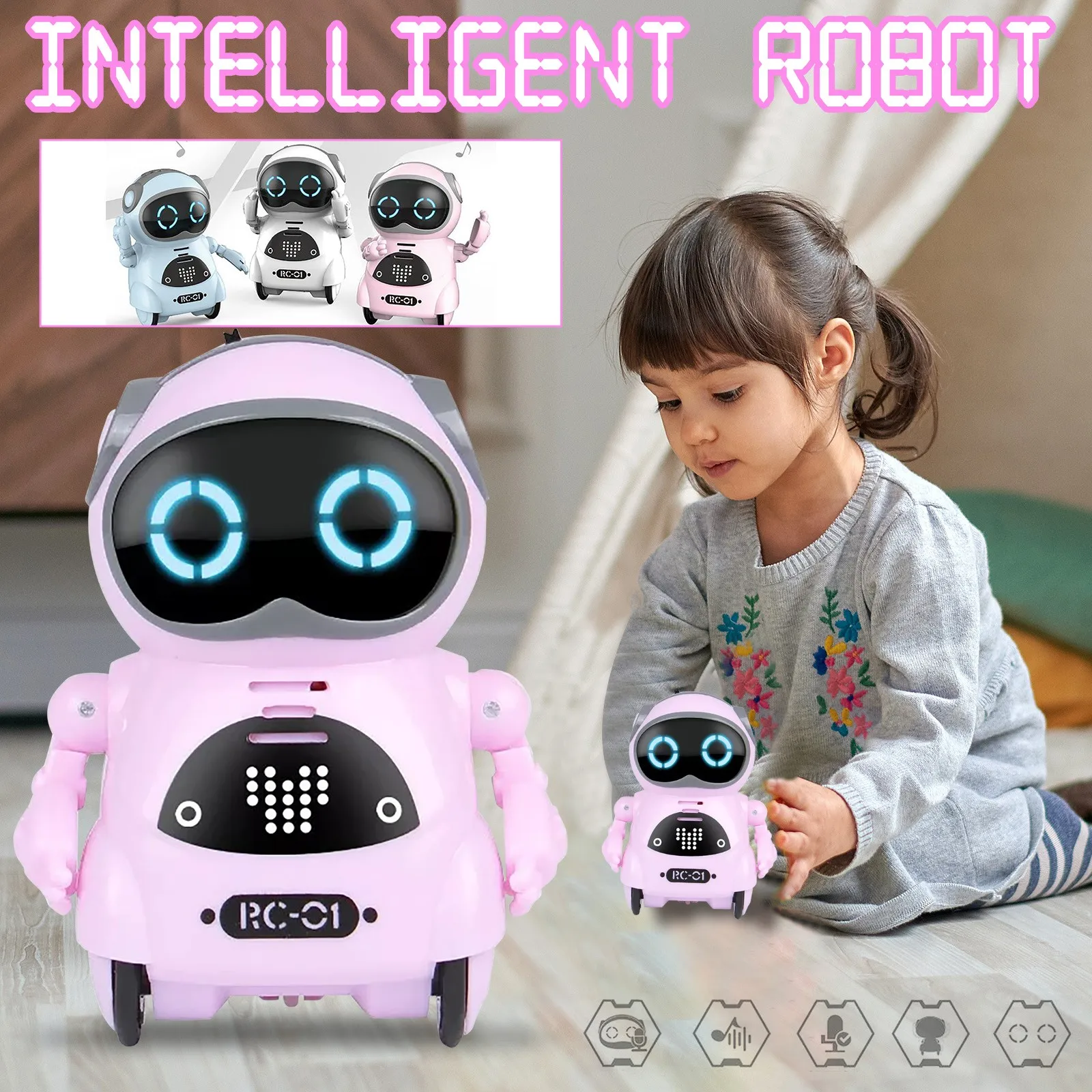 RC Robots Speech Dialogue Sensing Multi-function Music Remote Control Smart Mini Alloy Robot Kids Fidget Toys for Gifts | Игрушки и