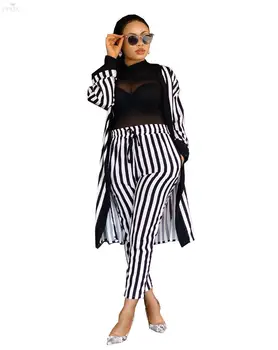 Women Set Full Sleeve Cardigan Pants Two Piece Set Suit Fashion Casual Black White Striped Print Club Tracksuit Women Outfits
Women Set Full Sleeve Cardigan Pants Two Piece Set Suit Fashion Casual Black White Striped Print Club Tracksuit Women Outfits