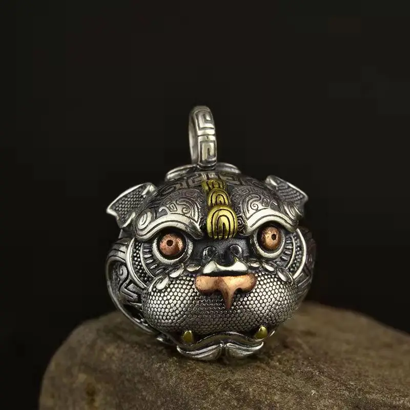Tiger head bell cute tiger fortune silver exorcism bell men and women retro Chinese Style Necklace Pendant
Tiger head bell cute tiger fortune silver exorcism bell men and women retro Chinese Style Necklace Pendant