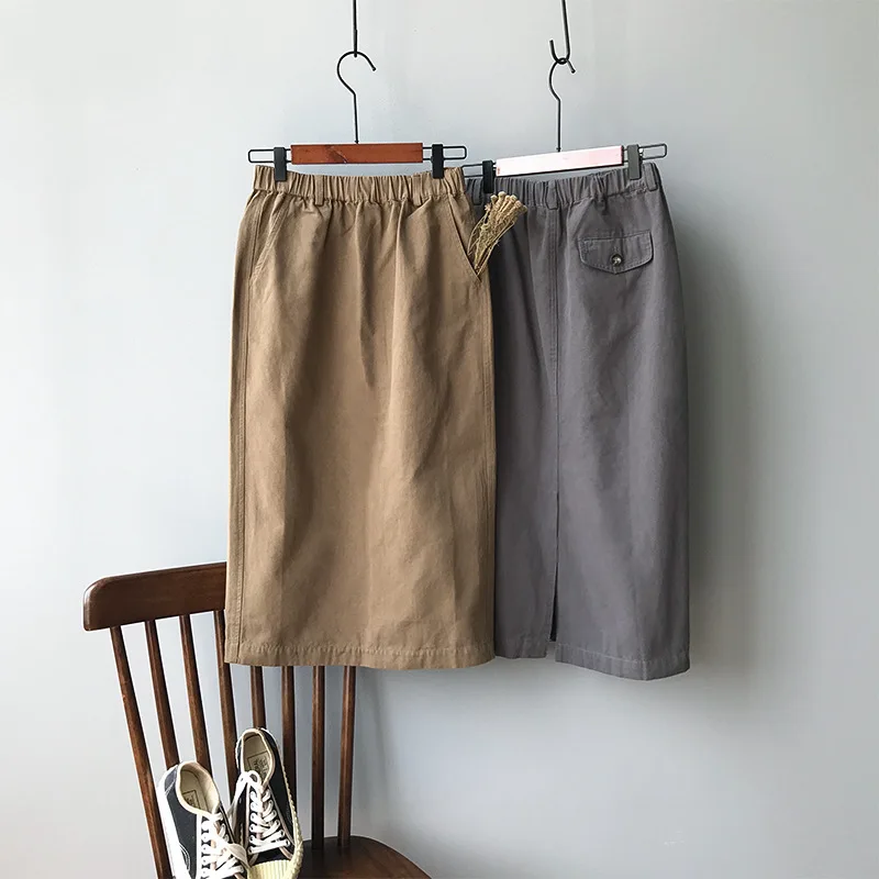 Autumn 2019 New Elastic Waist Open Fork High Waist Slim Pure Color Button Women's Knee-Length Casual Skirt
Autumn 2019 New Elastic Waist Open Fork High Waist Slim Pure Color Button Women's Knee-Length Casual Skirt