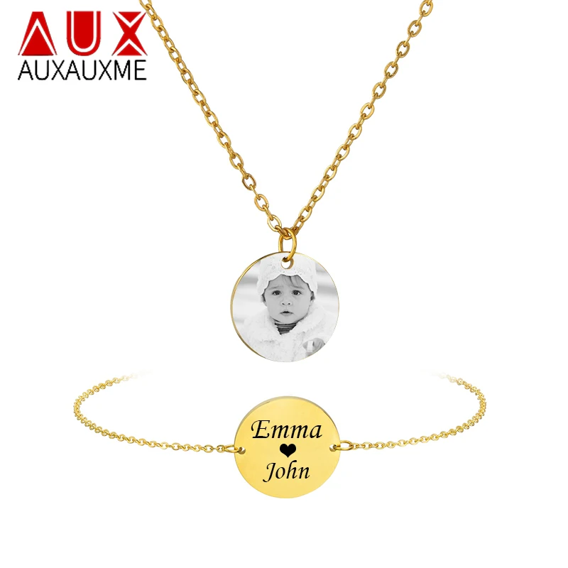 Auxauxme Engraved Photo Date Name Necklace Stainless Steel Custom Women Bracelet for Girlfriend Kids Lover Family Jewelry Set
Auxauxme Engraved Photo Date Name Necklace Stainless Steel Custom Women Bracelet for Girlfriend Kids Lover Family Jewelry Set