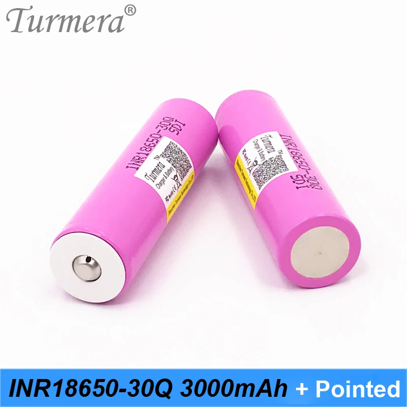 original 18650 3000mah battery 30a Turmera for sansung inr18650-30q 3000mah 20a battery with pointed for vape electric cigarette flashlight 05