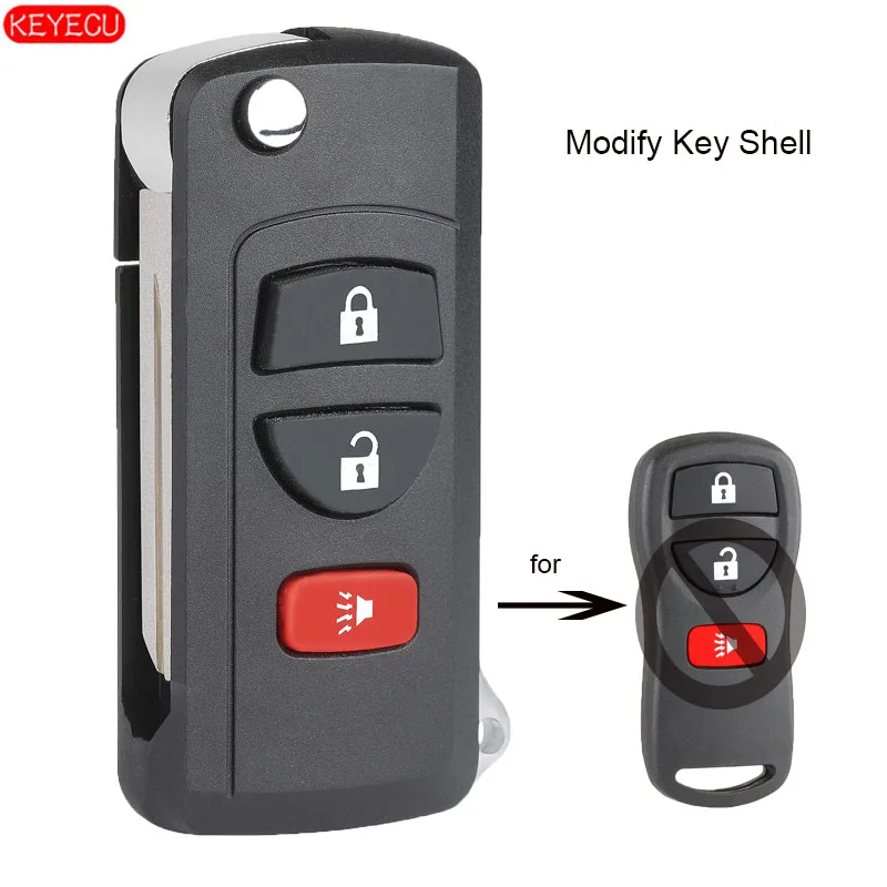 KEYECU Modified Flip Remote Key Shell 4 Buttons for Nissan Pathfinder Titan Versa Maxima Frontier Xterra Murano Uncut Blade Key
KEYECU Modified Flip Remote Key Shell 4 Buttons for Nissan Pathfinder Titan Versa Maxima Frontier Xterra Murano Uncut Blade Key