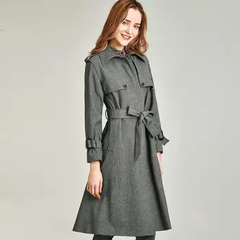 HAVVA Women’s Single-Breasted Long Over the Knee Windbreaker Spring Autumn Female Trench Coat with Lace-up Solid Color W4195 
HAVVA Women’s Single-Breasted Long Over the Knee Windbreaker Spring Autumn Female Trench Coat with Lace-up Solid Color W4195