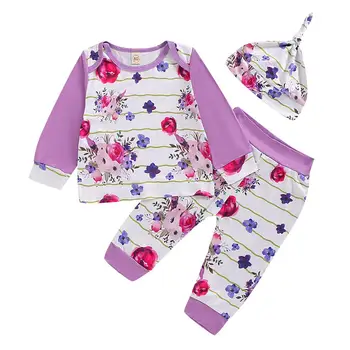 3pcs Leisure Baby Girls Clothes Set Fashion Purple Floral Print Clothing Long Sleeve Round Neck Tops Hat Pants Cotton Suit 
3pcs Leisure Baby Girls Clothes Set Fashion Purple Floral Print Clothing Long Sleeve Round Neck Tops Hat Pants Cotton Suit