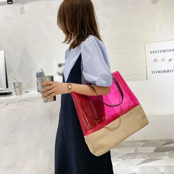 Folding Shopping Bag Eco-friendly Reusable Portable Shoulder Handbag for Travel Grocery Woven transparent Pocket Tote Bags 
Folding Shopping Bag Eco-friendly Reusable Portable Shoulder Handbag for Travel Grocery Woven transparent Pocket Tote Bags