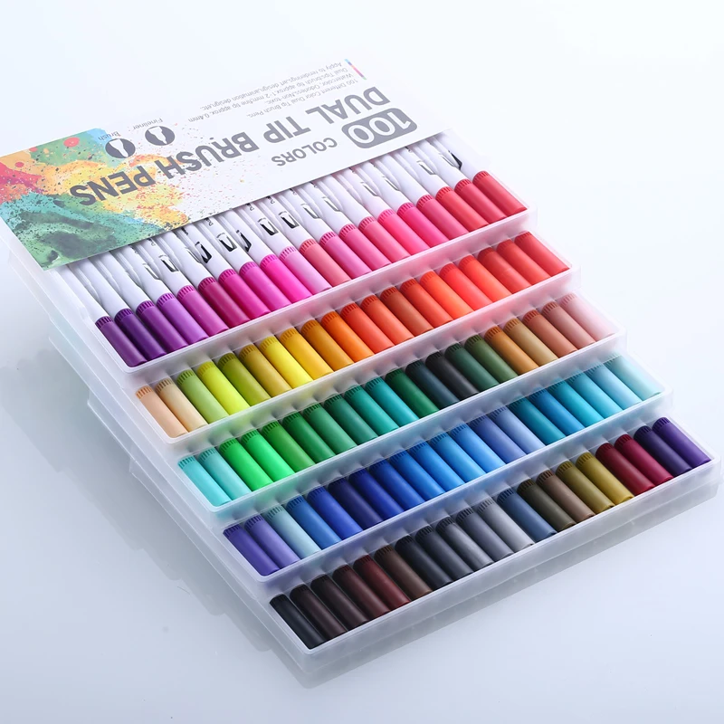 dual tip brush pens 100