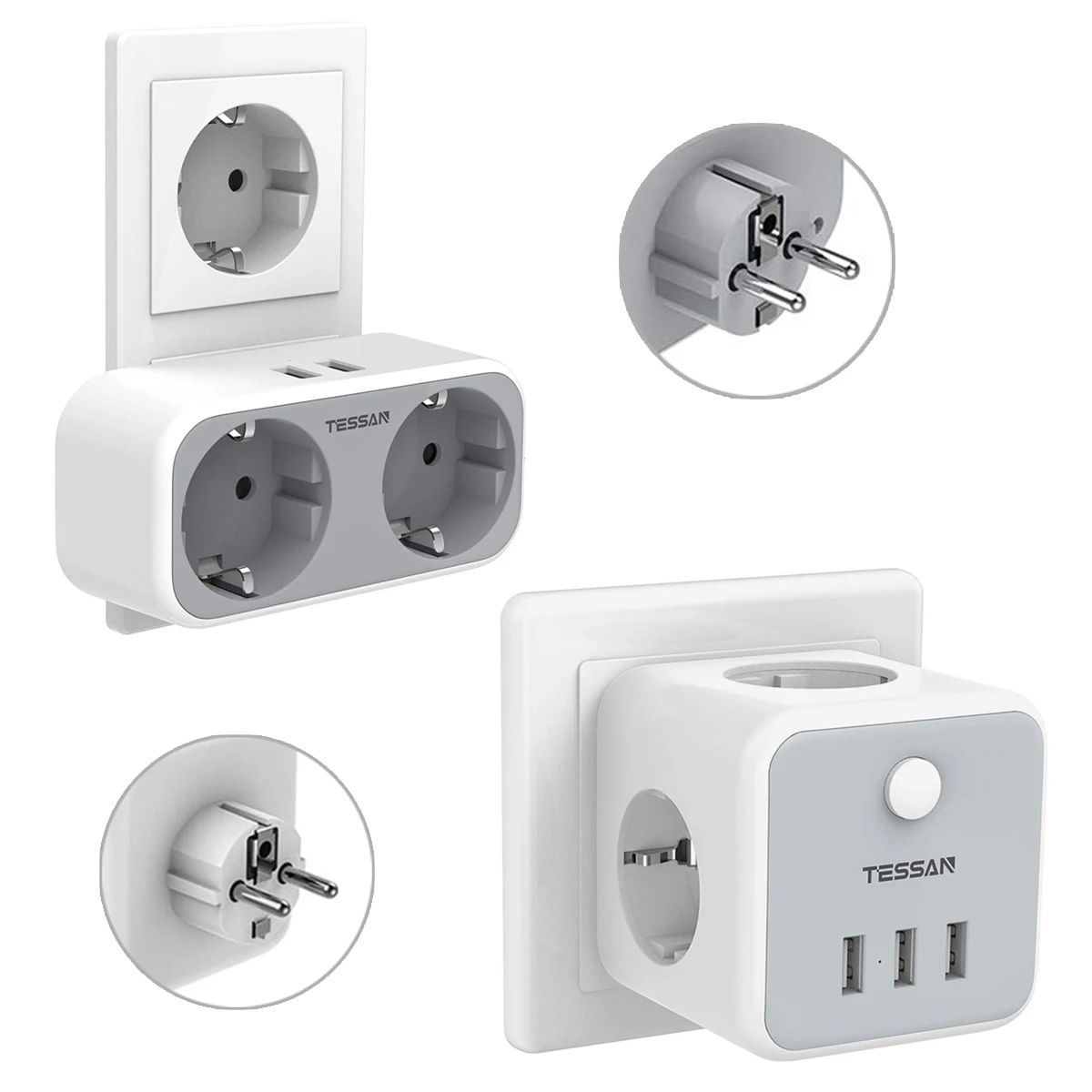 Электрический удлинитель TESSAN с выключателем и 3 USB-портами | Электроника