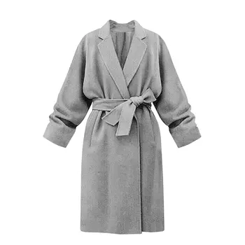 

YOINS 2020 Women Winter Trench Coats Lapel Collar Belt Long Sleeves Side Pockets Mid-Length Casual Basic Abrigos Mujer Elegante