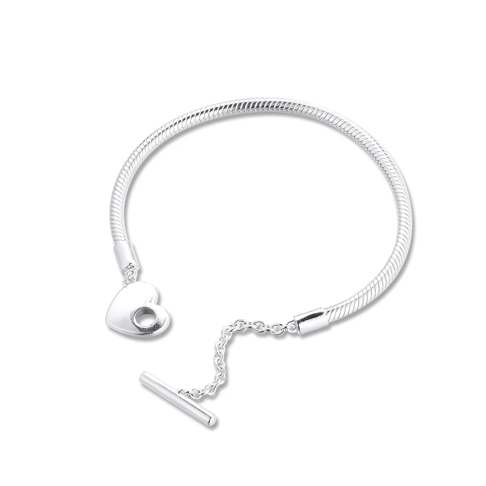 Moments Heart T-Bar Snake Chain Bracelet Authentic 925 Silver Bracelets For DIY Woman Fashion Bracelets For Jewelry Making
Moments Heart T-Bar Snake Chain Bracelet Authentic 925 Silver Bracelets For DIY Woman Fashion Bracelets For Jewelry Making