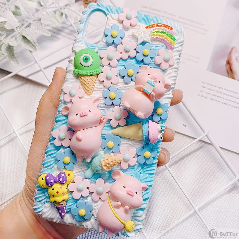 Чехол для iPhone 11 pro max DIY ip XR XS Max милый 3D чехол телефона pig ip7/8 plus кремовый ручной