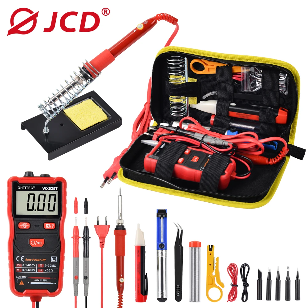 

JCD Electric Soldering Iron kit Adjustable Temperature 220V 110V 60W With Multi-function LCD Multimeter Welding Repair Tools 908