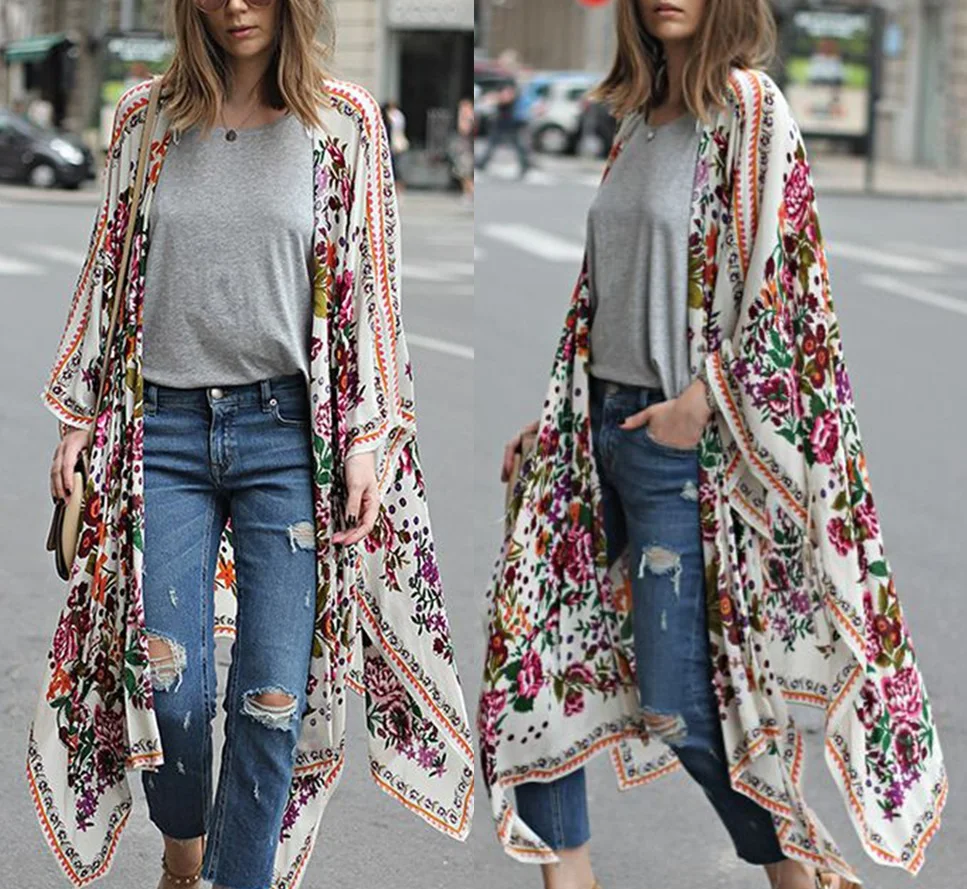 Women Floral Printed Ponchos Vintage Kimono Holiday Casual Open Stitch Long Sleeve Chiffon Loose Plus Size Capes
Women Floral Printed Ponchos Vintage Kimono Holiday Casual Open Stitch Long Sleeve Chiffon Loose Plus Size Capes