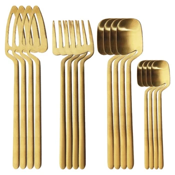 16Pcs/Set Gold Matte Cutlery Set 304 Stainless Steel Dinnerware Set Knife Fork Spoon Dinner Set Kitchen Flatware
16Pcs/Set Gold Matte Cutlery Set 304 Stainless Steel Dinnerware Set Knife Fork Spoon Dinner Set Kitchen Flatware